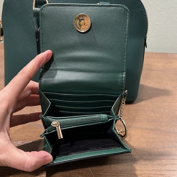 🦃 Aldo Dark Forest Green Crossbody Handbag w/Matching Wallet - Picture 8 of 10